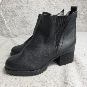 MIA Chelsea Ankle Boots Black Lug‎ Sole Block Heel Womens 9.5 NEW
